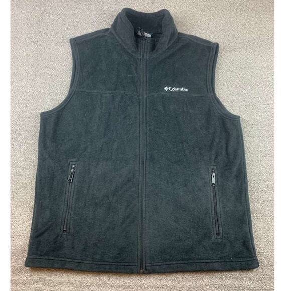Columbia Sportswear Men's Large Black Full-Zip Fleece Vest for Outdoor Work Hike - Picture 1 of 10